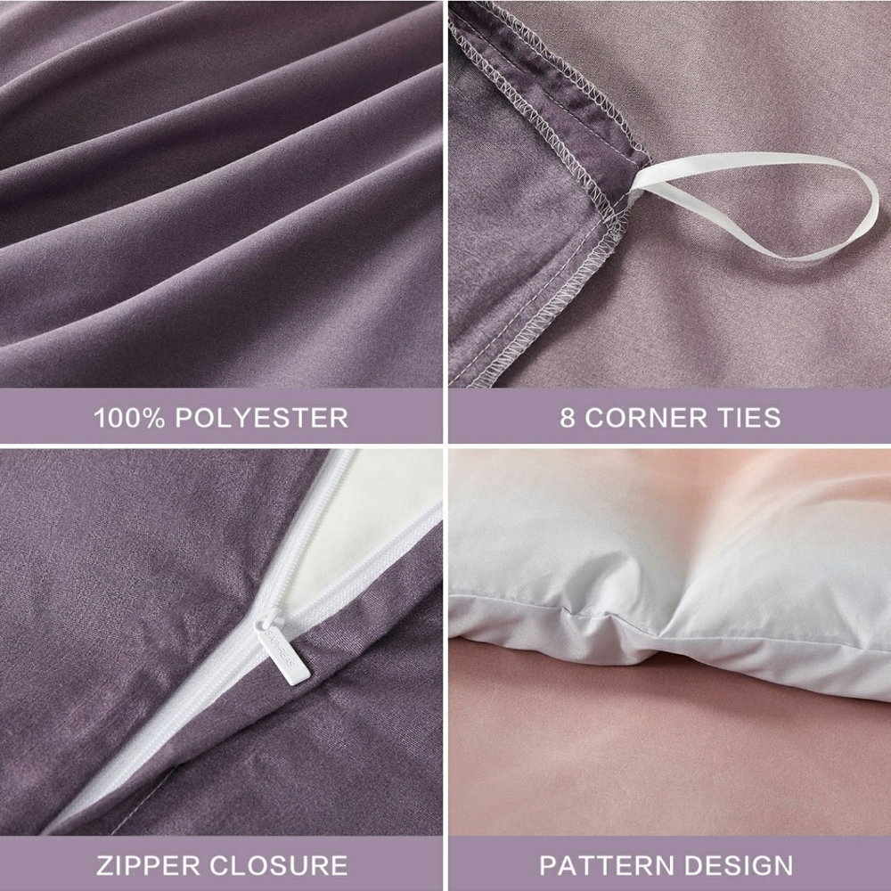 NEW! 3 Piece KING Duvet Cover Set. 1000 Thread Count. Zipper Closure. Ombre. - Picture 3 of 6